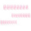 BAOYAALIN Press on Nails Medium Long Square Ombre Nude Pink White Fake Glue on Nails with Simple Design for Women Girls Full Cover Artificial Acrylic False Stick on Nail for Daily Wear Wedding 24Pcs