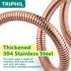 TRIPHIL Kink-free Shower Hoses, Shower Hose Extension 71 Inches Extra-long for Handheld Shower Head, Hand Held Showerhead Hoses Replacement, Swivel Anti-twist Flexible Stainless Steel Rose Gold 71"