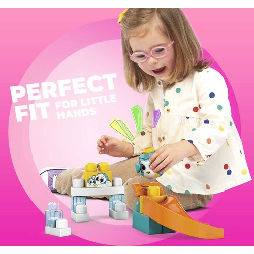 Mega Bloks Peek A Blocks Penguin Slide with Big Building Blocks, Building Toys for Toddlers (14 Pieces)
