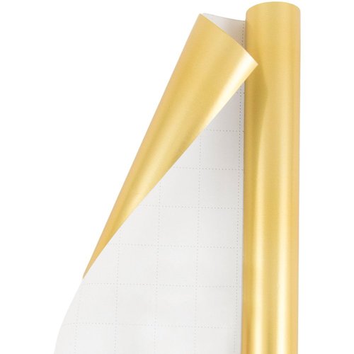 JAM Paper Gift Wrap - Matte Wrapping Paper - 25 Sq Ft (30 in x 10 Ft) - Matte Gold Foil - Roll Sold Individually