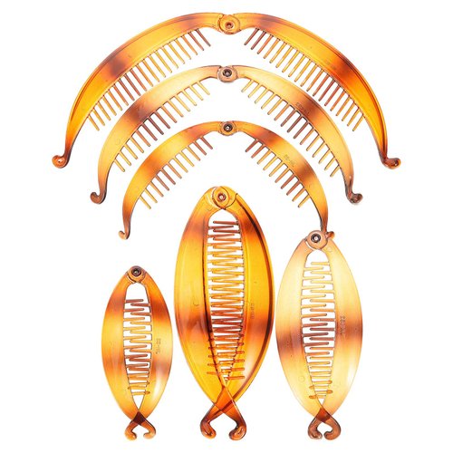 LALAFINA 6pcs French Banana Clip Vintage Clincher Combs Fishtail Hair Clips Ponytail Holder Vintage Clincher Comb Tool for Women Girls