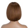Short Bob Wig Human Hair with Bangs 8 Inch Brazilian Virgin Straight Hair Machine Made None Lace Front Wigs for Black Women Wear and Go Ombre Highlight Brown Color