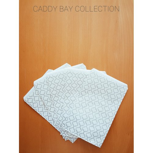 200 pcs Shimmering Silver Trellis Pattern Paper Merchandise Gift Bags Shopping Sales Tote Bags 6"x9" - Caddy Bay Collection