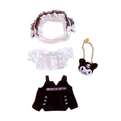 niannyyhouse 20cm Plush Doll Clothes Loose Headwear White Shirt Black Skirt Backpack 8in Soft Stuffed Plush Toy Accessories Dress Up
