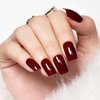 Wooyas Dark Red Press on Nails Medium, Fake Nails Burgundy Medium Square Nails, Non-breakable and Reusable Glue on Nails, 24PCS Handmade Soft Gel Nail False Nail Kit with Nail Glue