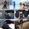 BESSTEVEN Winter Fingerless Gloves for Men Women | Convertible Flip Top Mittens - Thermal Polar Fleece Warm Lightweight for Texting Jogging - Black Medium