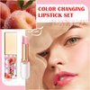 JunKuJK 2PCS Lip Oil and Color Changing Lipstick Set,Magic Jelly PH Lipstick,Moisturizing Color Change Lipstick,Lip Stain Long Lasting Waterproof Tinted Lip Balm Set,Hydrating Lip Glow Oil for Women