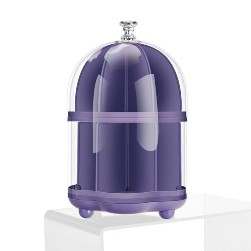 Clear Display Case for Figures and Dolls, Acrylic Storage Round Rotatable Box, Clear Acrylic Display Box with Door Dust and Moisture Proof Suitable for Toy Collectibles Action Figures (Purple)