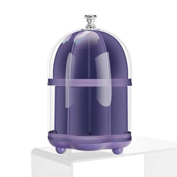Clear Display Case for Figures and Dolls, Acrylic Storage Round Rotatable Box, Clear Acrylic Display Box with Door Dust and Moisture Proof Suitable for Toy Collectibles Action Figures (Purple)