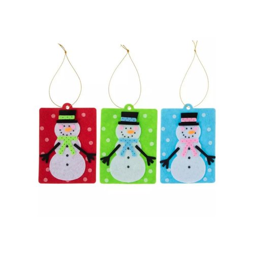 Snowman Felt Ornaments Craft Kit, Build and Decorate Your Own, Makes 6