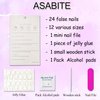 24 Pcs French Tip Press on Nails Medium Almond Fake Nails 4th of July False Nails with Star Cherry Pattern Design Gel Nails Press ons Patriotic Nails Acrylic Glue on Nails Artificial Nails for Women
