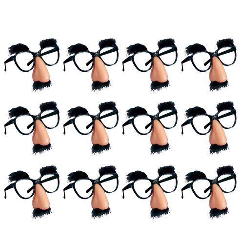 PPXMEEUDC 12 PCS Disguise Glasses with Funny Nose Funny Glasses with Eyebrows and Mustache Perfect Party Favors for Costume Halloween and Birthday Parties