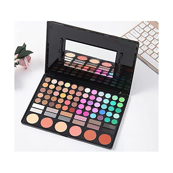 Alluring Eye Shadow 78 Color Palette Colors Eye Makeup Kit Highly Pigmented Professional Cosmetic with Blush, Face Powder and Lip Gloss Style 4