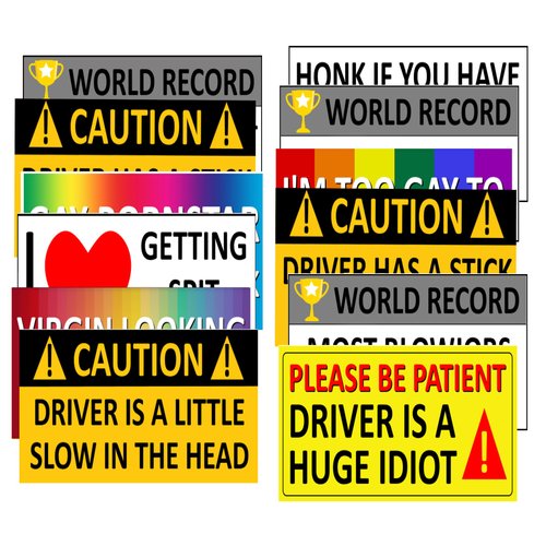 Funny Magnetic Bumper Stickers - Prank Magnets Combo Bundle