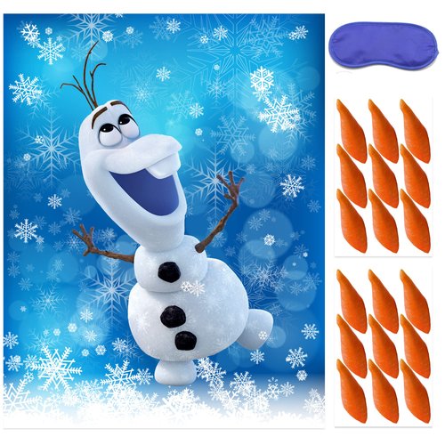 ROCWOHO Froze Christmas Party Pin The Nose on The Olaf Party Game for Kids Olaf Pin Game with Reu...