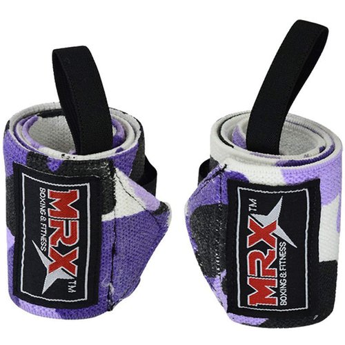 MRX Weight Lifting GYM Training Wrist Wraps For Wrist Support Bodybuilding Workout Wrap Men/Women (Camo Purple)