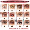 Green Eyeshadow Stick, Shimmer Cream Single Eyeshadow Pencil High Pigmented Eye Shadow Brightener Stick, Hypoallergenic Waterproof Long Lasting Highlighter Stick Create Multi-Dimensional Eyes Look 12#