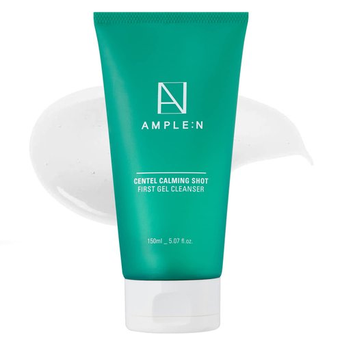 CORÉANA AMPLE:N Centel Calming Shot First Gel Cleanser - Calming Gel Facial Cleanser - Makeup Remover Soap Free Face Wash for Sensitive Skin - Cica and Tea Tree Extract - Fragrance Free - 5.07 fl.oz.