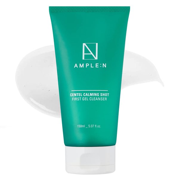 CORÉANA AMPLE:N Centel Calming Shot First Gel Cleanser - Calming Gel Facial Cleanser - Makeup Remover Soap Free Face Wash for Sensitive Skin - Cica and Tea Tree Extract - Fragrance Free - 5.07 fl.oz.