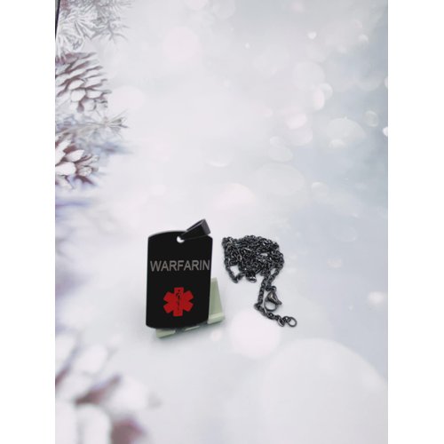 MZC Jewelry WARFARIN Medical Alert Necklace for Men Women Stainless Steel Engraved Medical ID Tag Emergency Alert Identification Pendant