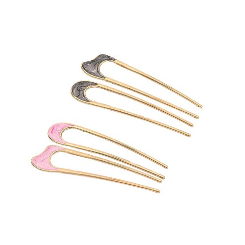 Metal Hair Pin, 4 Count - French Hair Clip for Thick Hair, U Shaped Hair Pins for Women Girls Hairstyle Accessories, Hair Fork Hair Pin for Buns, Multicolor 2-4 PCS