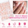 Lifextol 240pc Ombre Almond Press on Nail short Fake Nails Press ons Glue on Nails with Glue & Adhesive Tabs, Acrylic Nails Press on Nails Almond False Gel X Nail Tips Stick on Artificial Fingernails