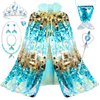 LIMIROLER Princess Dress Up Toys Mermaid Dress Up Cape Kit 9 Pcs Gift Set for Little Girls 3-8 Years Old, Princess Dress Up Clothes Set Gift for Birthday Christmas Party Halloween (Blue)