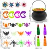 SURCVIO 128 PCS Halloween Party Favors, 18 Pack Prefilled Small Plastic Witch Cauldron Halloween Toys in Bulk Halloween Prizes Gifts