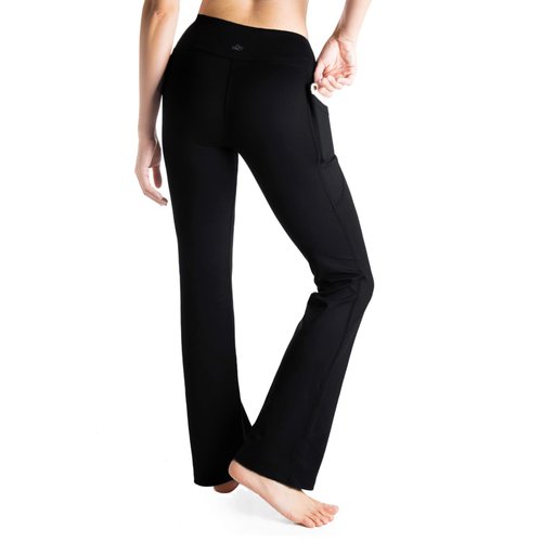 Yogipace,Side Pockets,Petite Women's Bootcut Yoga Pants Workout Pants with Side Pockets,27",Black,Size XL