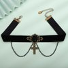 Xerling Black Gothic Wrap Choker Rose Flower Cross Pendant Necklaces Boho Chains Choker Necklaces for Women Vintage Costume Necklaces