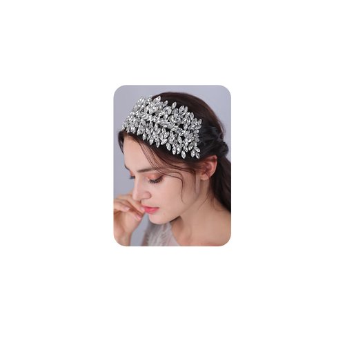 JWICOS Crystal Bridal Headband Tiara Wedding Headpiece for Bride Wedding Hair Accessories for Women and Girls (Blue)