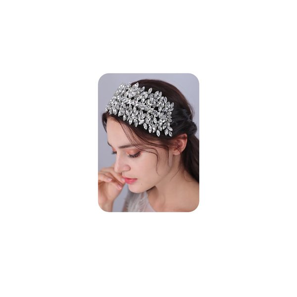 JWICOS Crystal Bridal Headband Tiara Wedding Headpiece for Bride Wedding Hair Accessories for Women and Girls (Blue)