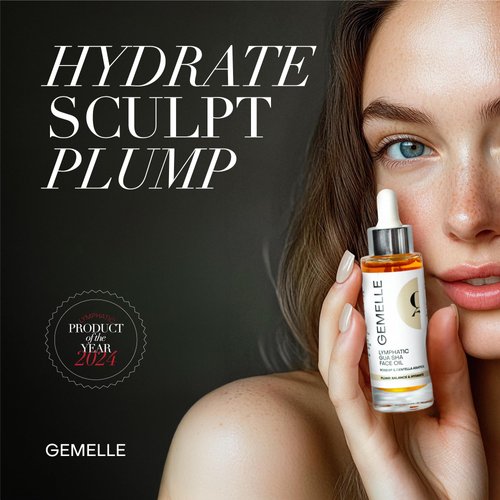 GEMELLE Lymphatic Gua Sha Face Oil | 6x Award Winner | Detox, Plump, Balance, Hydrate | High-Altitude Rosehip, Centella Asiatica & More! | Paraben-Free, Luxury Natural Skin Care 15ml