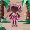 Gloveleya Doll Baby Dolls Soft Doll Baby Girl Gifts Curly Hair Brown Rose Red Leopard Dress Spring Girl 12inches