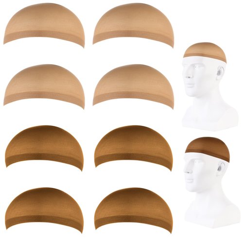 8 Pieces Wig Cap Nylon Stretchy Wig Caps for Women HD Wig Cap Stocking Wig Caps for Women Lace Front Wigs Skin Color and Brown