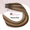 WIGER Tape In Human Hair Extensions Ombre Brown Mixed Blonde Insert Skin Weft Extensions 16 In Balayage Remy Human Hair Straight No Glue Brazilian Highlighted Hair Extensions(40g, 20 Pcs)