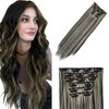 SHDanrtsey Hair Extensions 6 PCS Black Highlighteded Blonde Clip in Hair Extensions 22Inch Long Straight hair extensions Thickened hair Hair Extensions Clip In（22inch 6pcs 1B/613#)