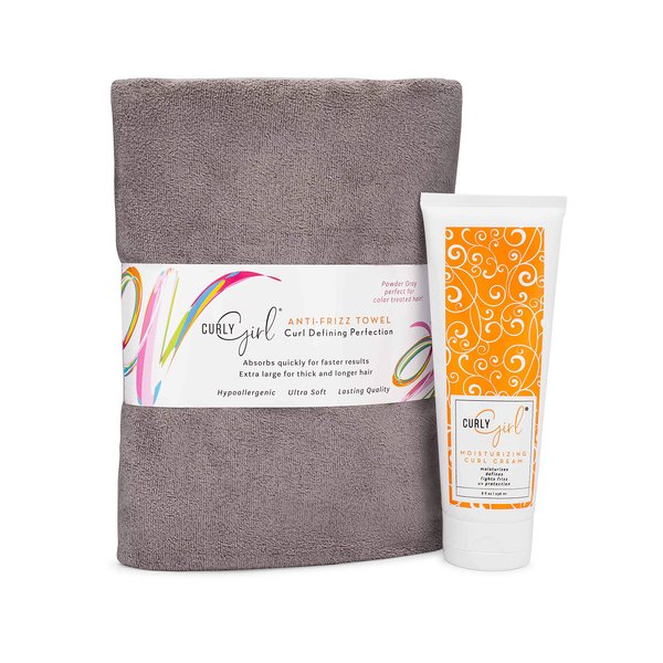 Curly Girl Moisturizing Styling Cream & Curly Girl Towel (Gray)