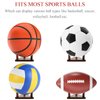 Frcctre 3 Pack Wooden Ball Stand Holder Ball Display Stand for Football Basketball Soccer Volleyball Rugby, Wood Sports Ball Storage Rack Trophy Autograph Memorabilia Display Cases