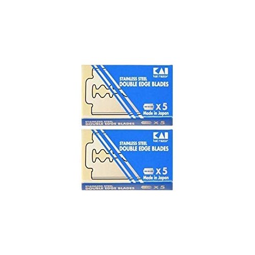 KAI Stainless Steel Double Edge Safety Razor Blades, 10 blades (5x2)
