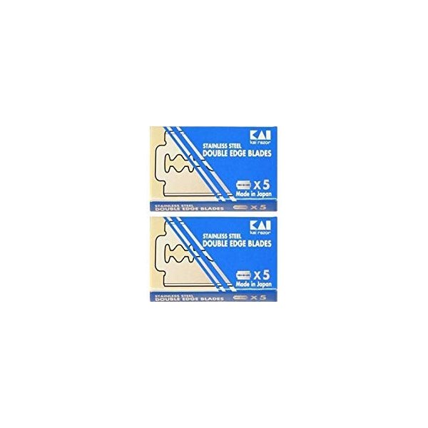 KAI Stainless Steel Double Edge Safety Razor Blades, 10 blades (5x2)
