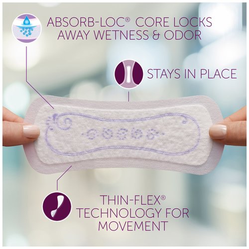 Poise Microliners, Incontinence Panty Liners, Lightest Absorbency, Long, 50 Count