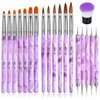 TOROKOM 19 Pcs Nail Art Brushes Acrylic Nail Brush Set for Acrylic Application, UV Gel Nail Polish Brush Nail Art Painting Brush Dotting Tool Nail Dust Remover Brushes for Nail Salon Art Tools(Purple)