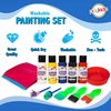 Playkidiz Washable Kids Paint Set, 32 Piece Complete Paint Set for Kids, Includes Washable Paint, Painting Sponges, Smock and Mixing Bowl.