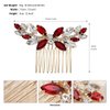Foyte Rhinestone Wedding Hair Comb Red Bridal Hair Pieces Leaf Crystal Side Hair Comb for Women