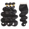 Bundles with Closure Human Hair Body Wave 12 14 16+10 Inch 100% Unprocessed Brazilian Virgin Human Hair 3 Bundles with Closure Human Hair Extensions with 4x4 Free Part Lace Closure Natural Black