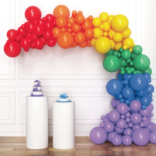 HOUSE OF PARTY Rainbow Balloon Arch Kit -135 Pcs Colorful Pride Balloons Included for Balloon Garland, Arch, and Fiesta Decorations for Easter Party, Baby Girl Birthday and christmas decor