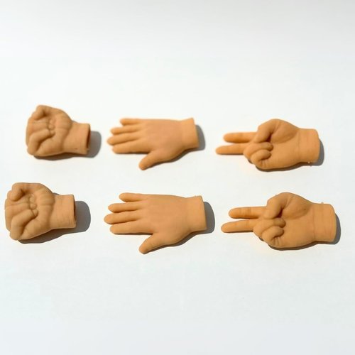 Mini Silicone Rock Paper Scissors Set, Tiny Finger Hands, Set of 6