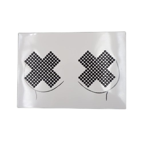 halloween black Rhinestone face stickers cross body gems festival diamond skull carnival outfit body glitter chest stickers jewels nipple cover sticker (black)