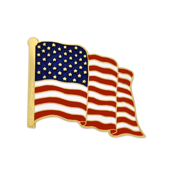 PinMart's Proudly MADE IN USA American Flag Jewelry Quality Gold Enamel Lapel Pin